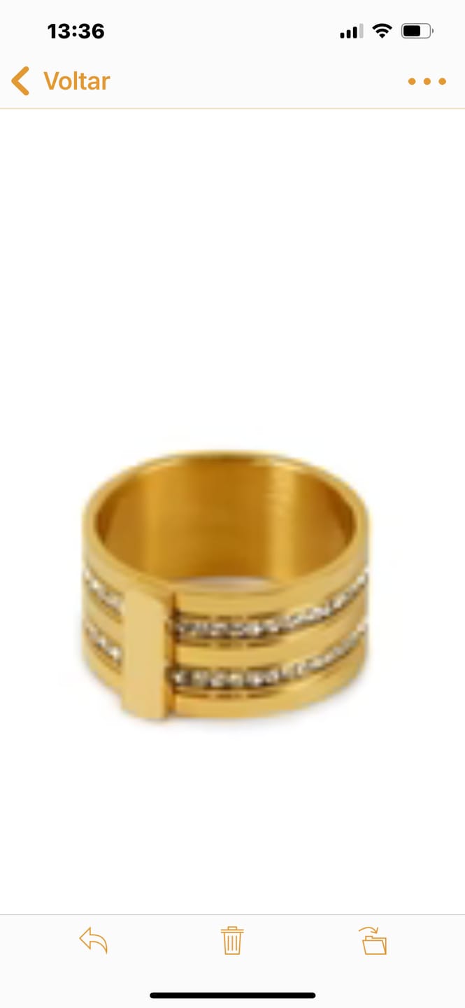 Customer photo review of Anel Caviar Stack Banhado em Ouro 18K
