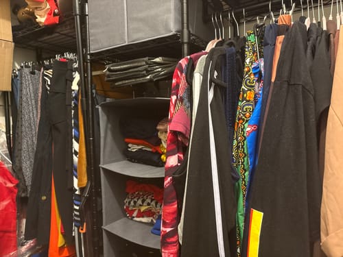 Customer photo review of Raybee Adjustable Clothing Rack with Shelves,750LBS Metal Garment Rack for Hanging Clothes,7 Drawers