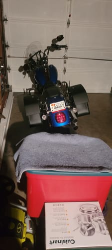 Customer photo review of 28L - Panzer Medium Quick Mount Leather Saddlebags For Harley Softail Low Rider FXLR