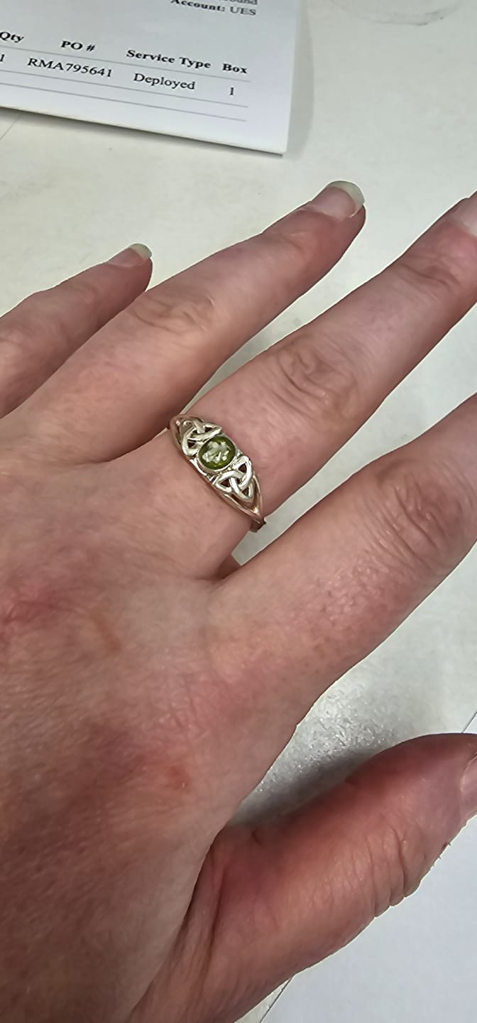 Customer photo review of Celtic Ring with Cremation Ashes