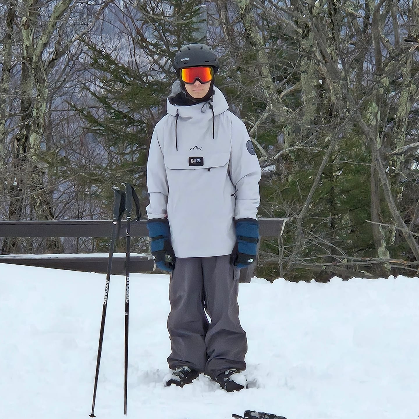 Customer photo review of Men's Black Baggy Wear-resistant Waterproof Snow Pants