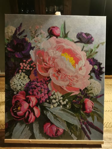 Customer photo review of Purple and Pink Peony Bouquet - Paint by Numbers Kit