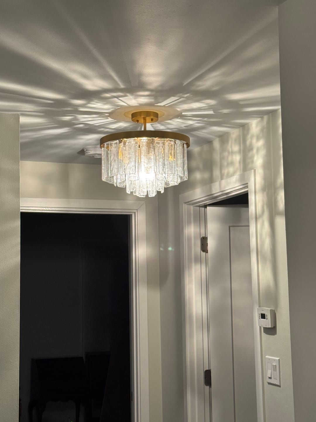 Customer photo review of Tiered Hammered Water Glass Round Semi Flush Mount