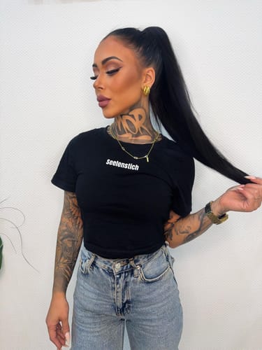 Customer photo review of F*CK YOUR BAD VIBES - Ladies Cropped Tee