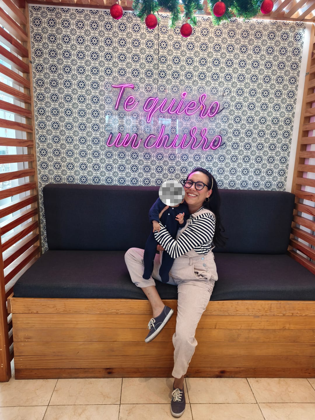 Customer photo review of Blusa de maternidad y lactancia •Rayas azul marino•