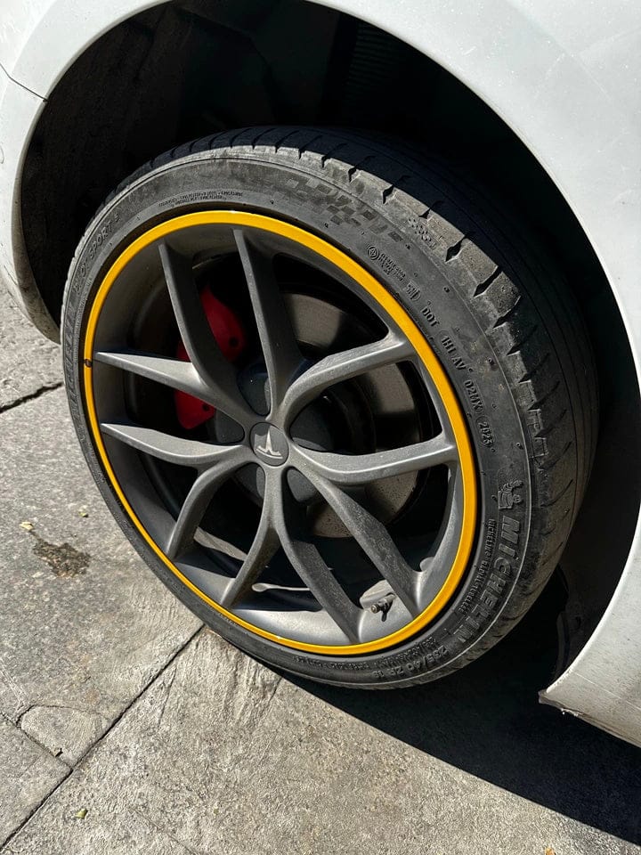 Customer photo review of Aluminum Alloy Wheel Rim Protector Rim Case for Tesla All Models (4 PCS) (2012-2025)