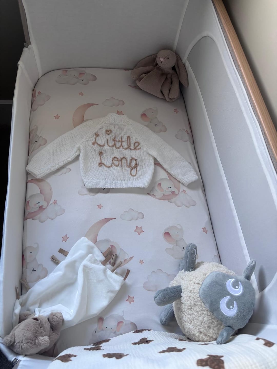 Customer photo review of ewan Deluxe | baby shushing sleep sheep | gray