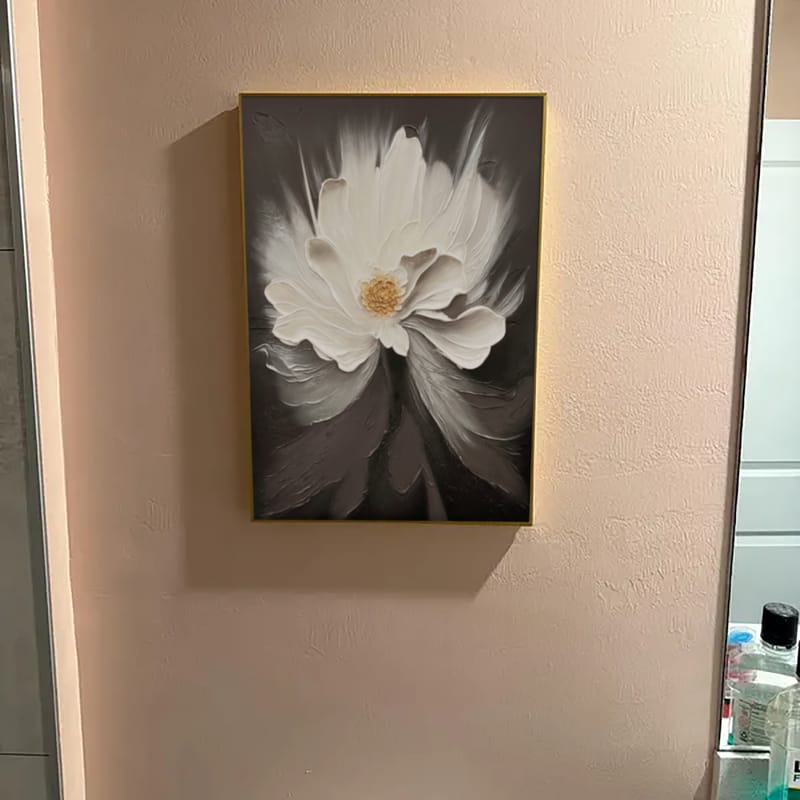 Customer photo review of Black and White Flower Abstract Textured Wall Art #FP112