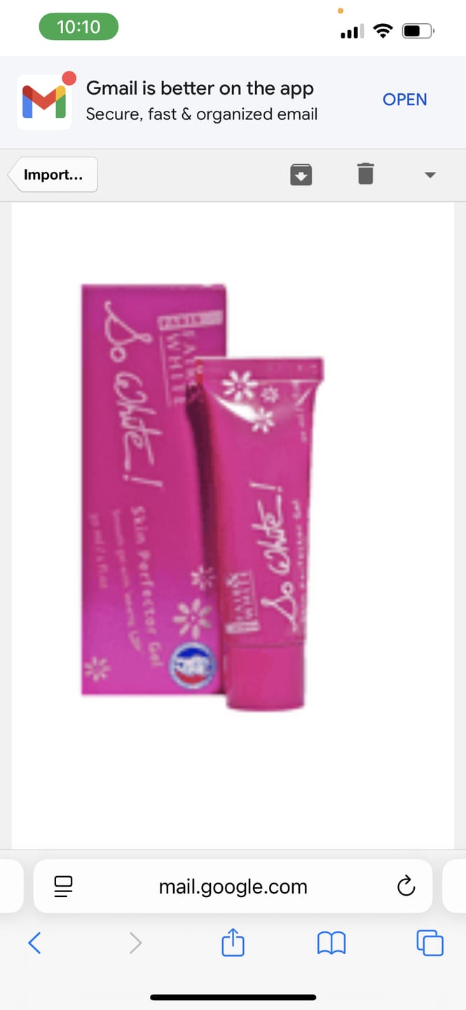 Customer photo review of Fair and White So White Skin Perfector Gel 30ml / 1 fl oz