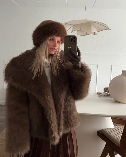 Customer photo review of Gillian Faux Fur Short Coat