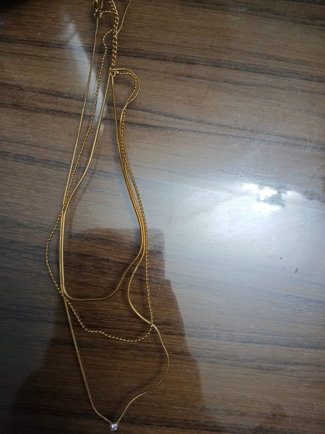 Customer photo review of Golden Layers With Stone Necklace