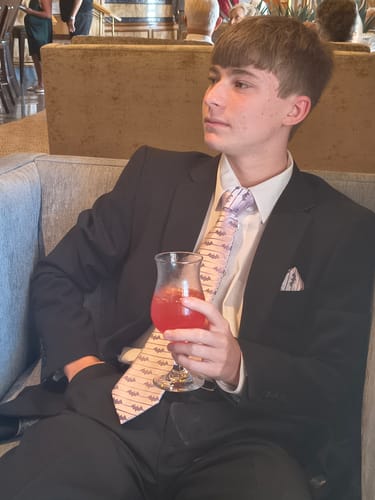 Customer photo review of Barry. Wang Lilac Bat Necktie Mens Woven Tie Pocket Square Cufflinks Set for Party