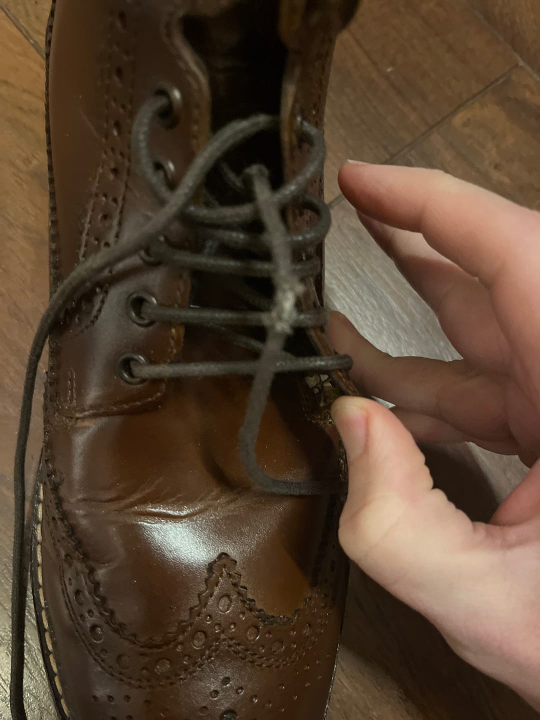 Customer photo review of Dealer Burnished Brogue Boots Brown