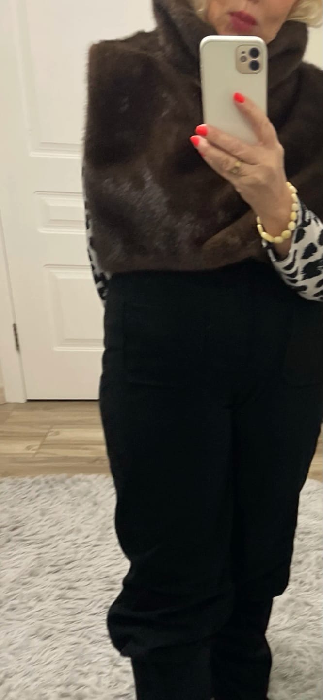 Customer photo review of Ivonne Faux Fur Turtleneck Vest