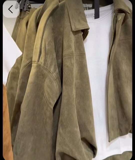 Customer photo review of Zelda Suede Bomber Jacket