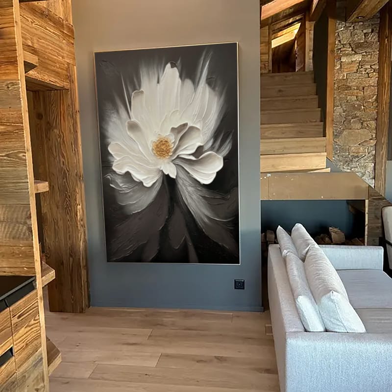 Customer photo review of Black and White Flower Abstract Textured Wall Art #FP112