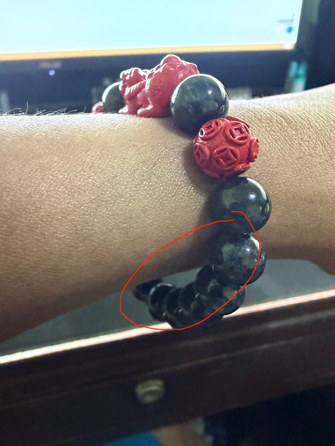 Customer photo review of Black Jade (Premium) w/ Cinnabar Piyao & Moneyball for Wealth, Health & Strong Protection