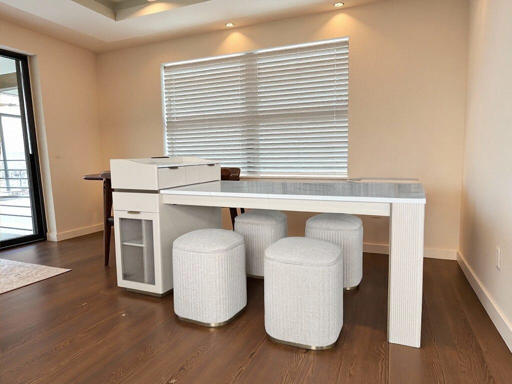 Customer photo review of Selene Modern Square Extendable Dining Table with Light and Storage for 4-7 Seats