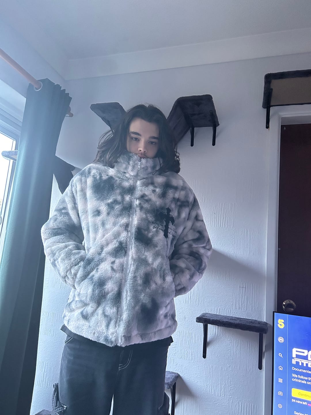 Customer photo review of Heavy-Duty Faux Lambswool Tie-Dye Urban Jacket - 1558