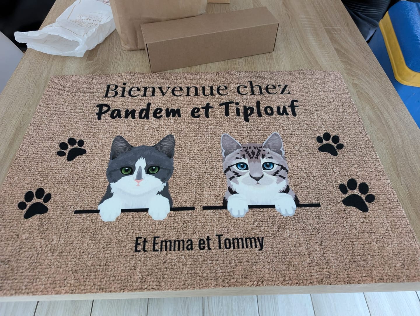 Customer photo review of Bienvenue chez - Paillasson personnalisé