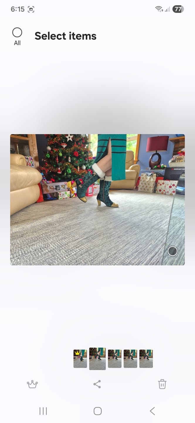 Customer photo review of Christmas Charm Velvet Boots