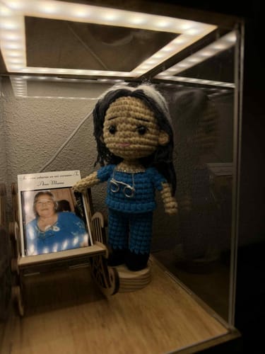 Customer photo review of Personalized Memorial Crochet Doll Keepsake with LED Display Box & Photo Card
