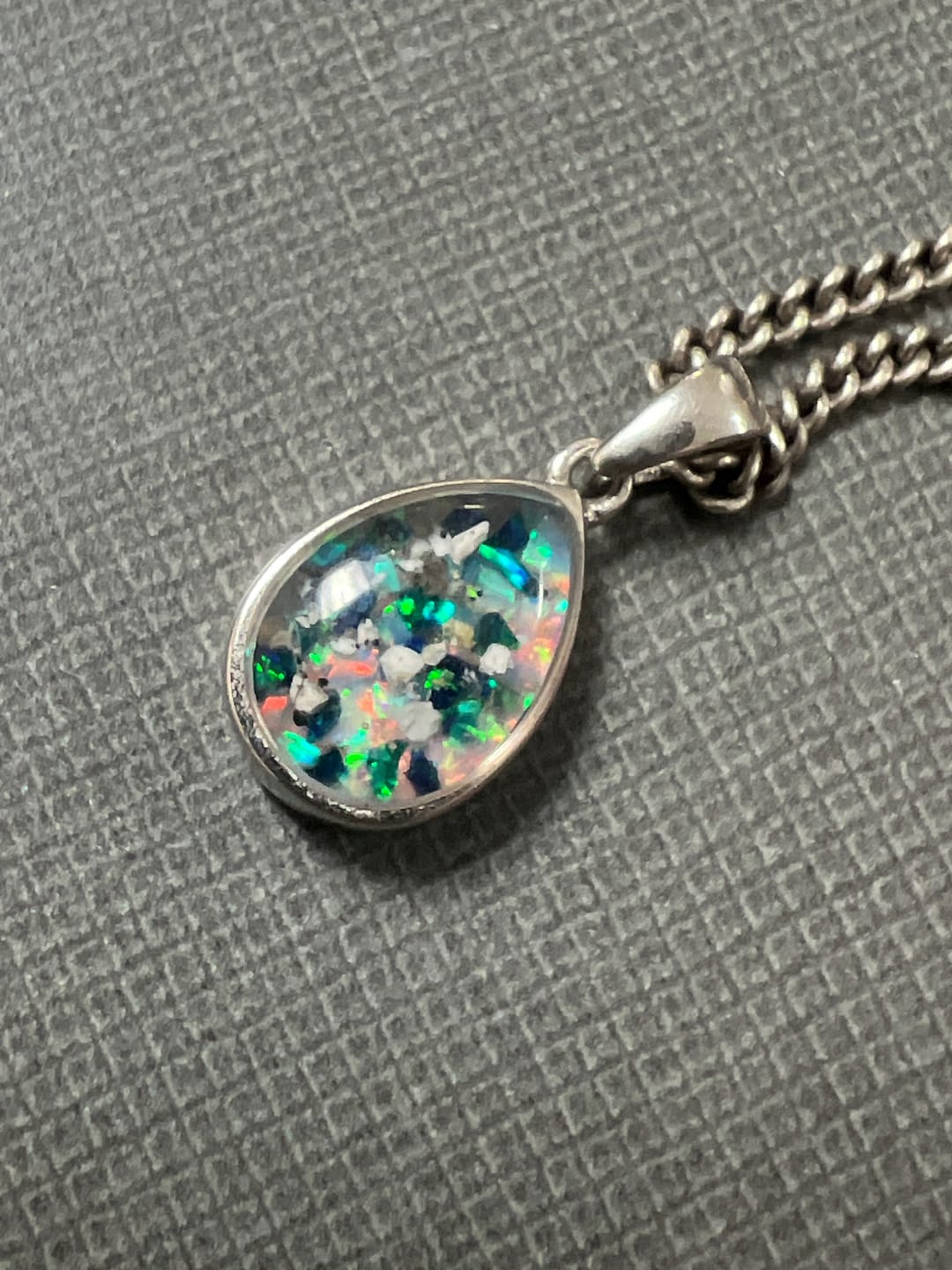 Customer photo review of Petite Pear Drop with Cremation Ashes