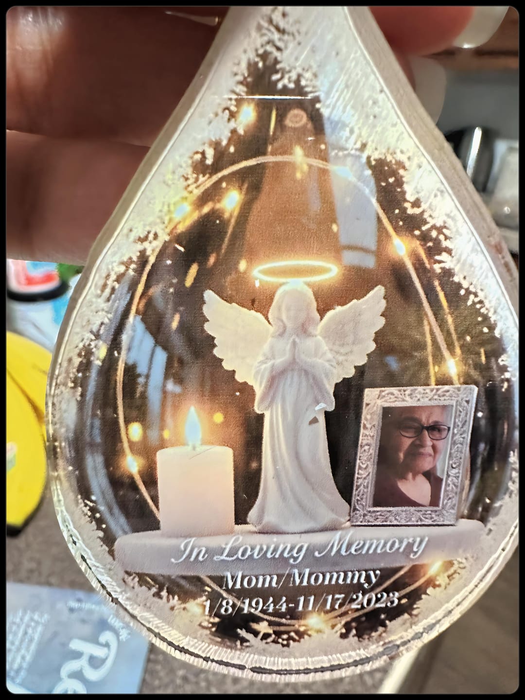 Customer photo review of Custom Photo Angel Candle - Personalized Christmas Acrylic Ornament