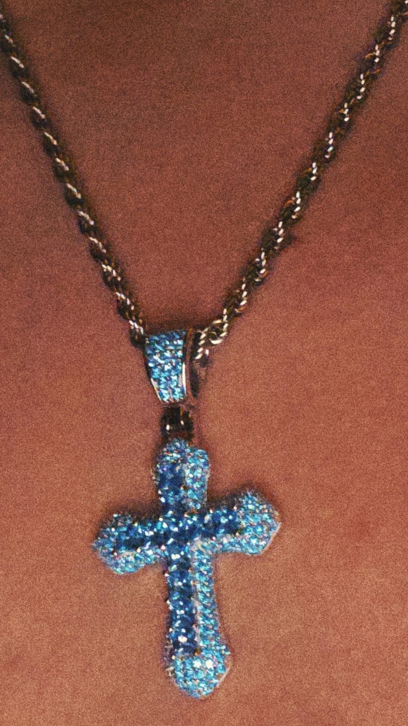 Customer photo review of BLUE CROSS PENDANT.