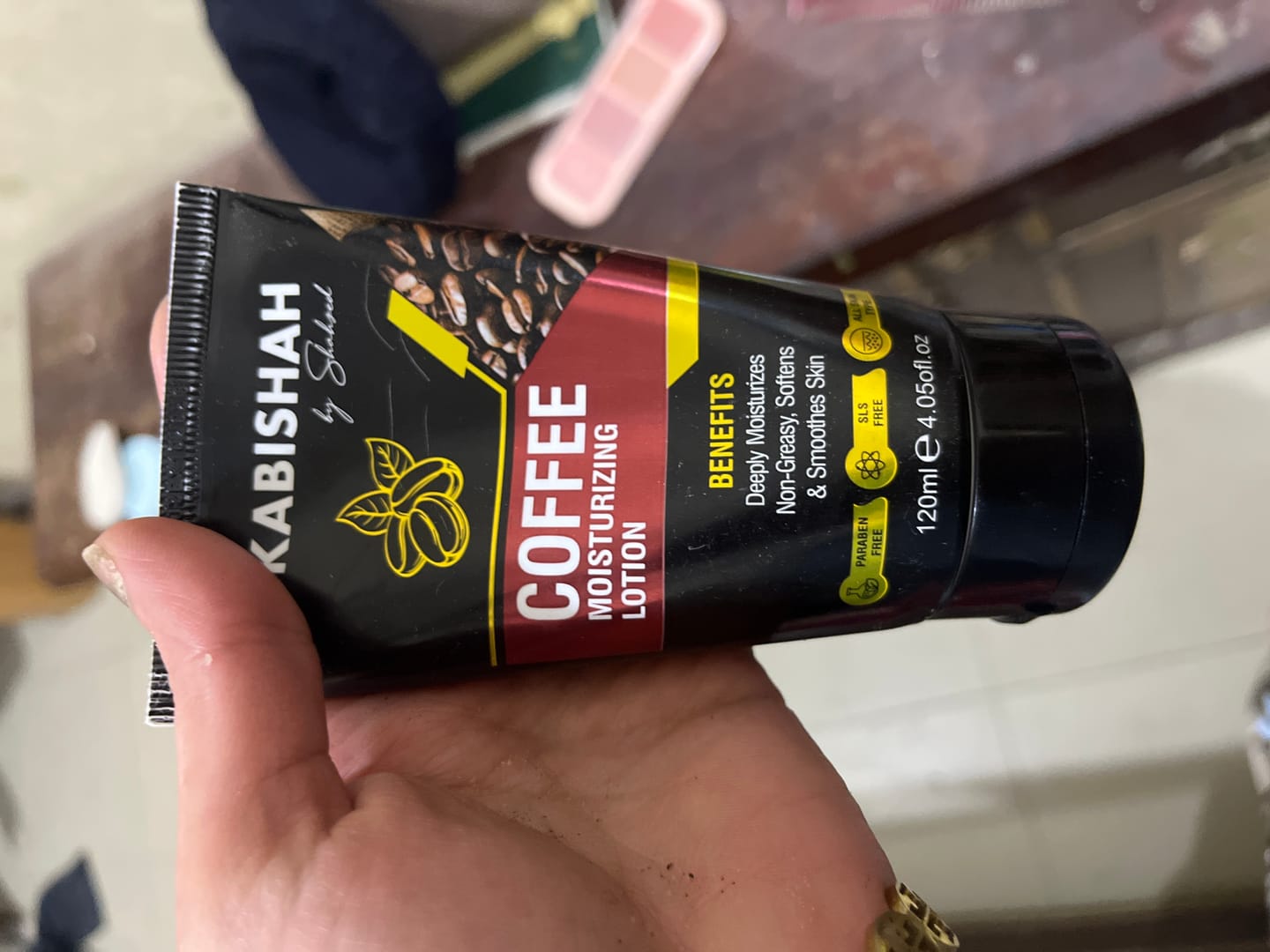 Customer photo review of Coffee Moisturizing Lotion - Intense Hydration & Smooth Skin