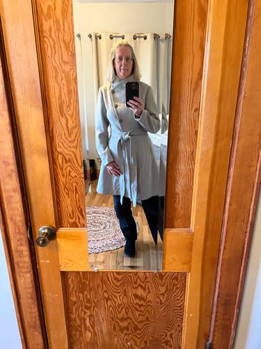 Customer photo review of Gray Asymmetrical Wool Coat C4960