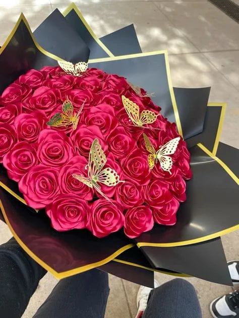 Customer photo review of Eternal Rose Bouquet - HandMade From Satin Ribbon | Valentines Couples Gift 1st Anniversary gift(Never Wither)