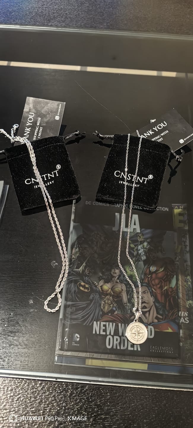 Customer photo review of Silver compass necklace