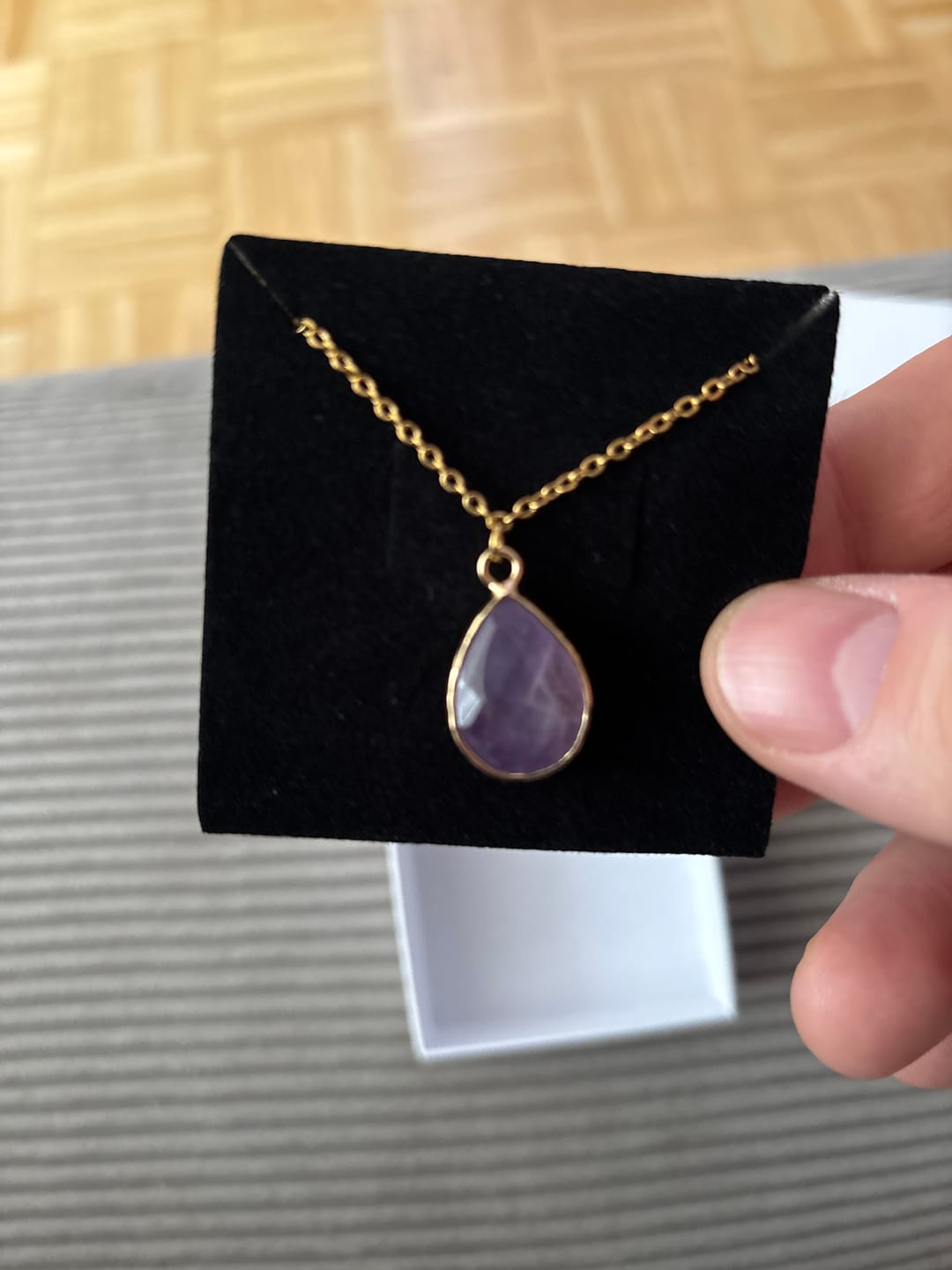 Customer photo review of Amethyst Halskette mit 14K Gold Kette