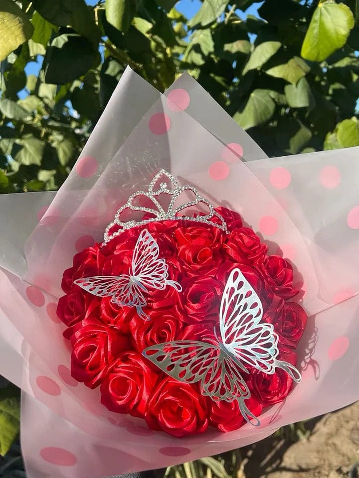Customer photo review of Eternal Rose Bouquet - HandMade From Satin Ribbon | Valentines Couples Gift 1st Anniversary gift(Never Wither)