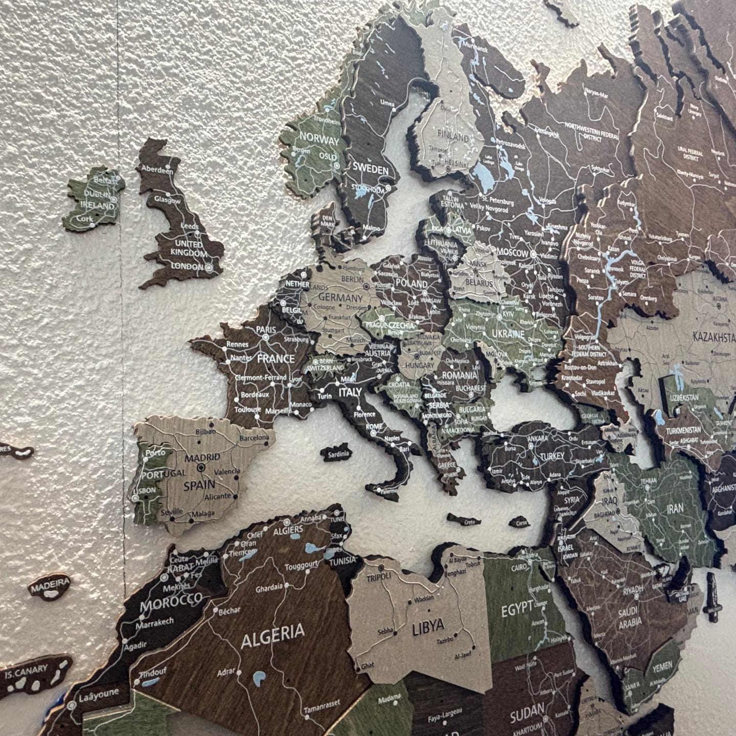 Customer photo review of 3D Wooden World Map Wall Decor -Rustic Style