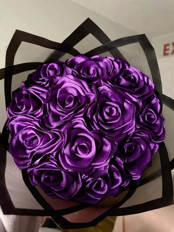 Customer photo review of Eternal Rose Bouquet - HandMade From Satin Ribbon | Valentines Couples Gift 1st Anniversary gift(Never Wither)