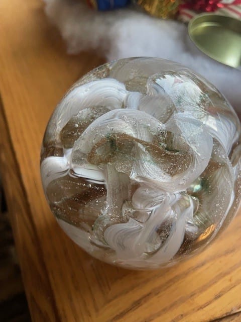 Customer photo review of Cotton Candy Orb with Infused Cremation Ashes