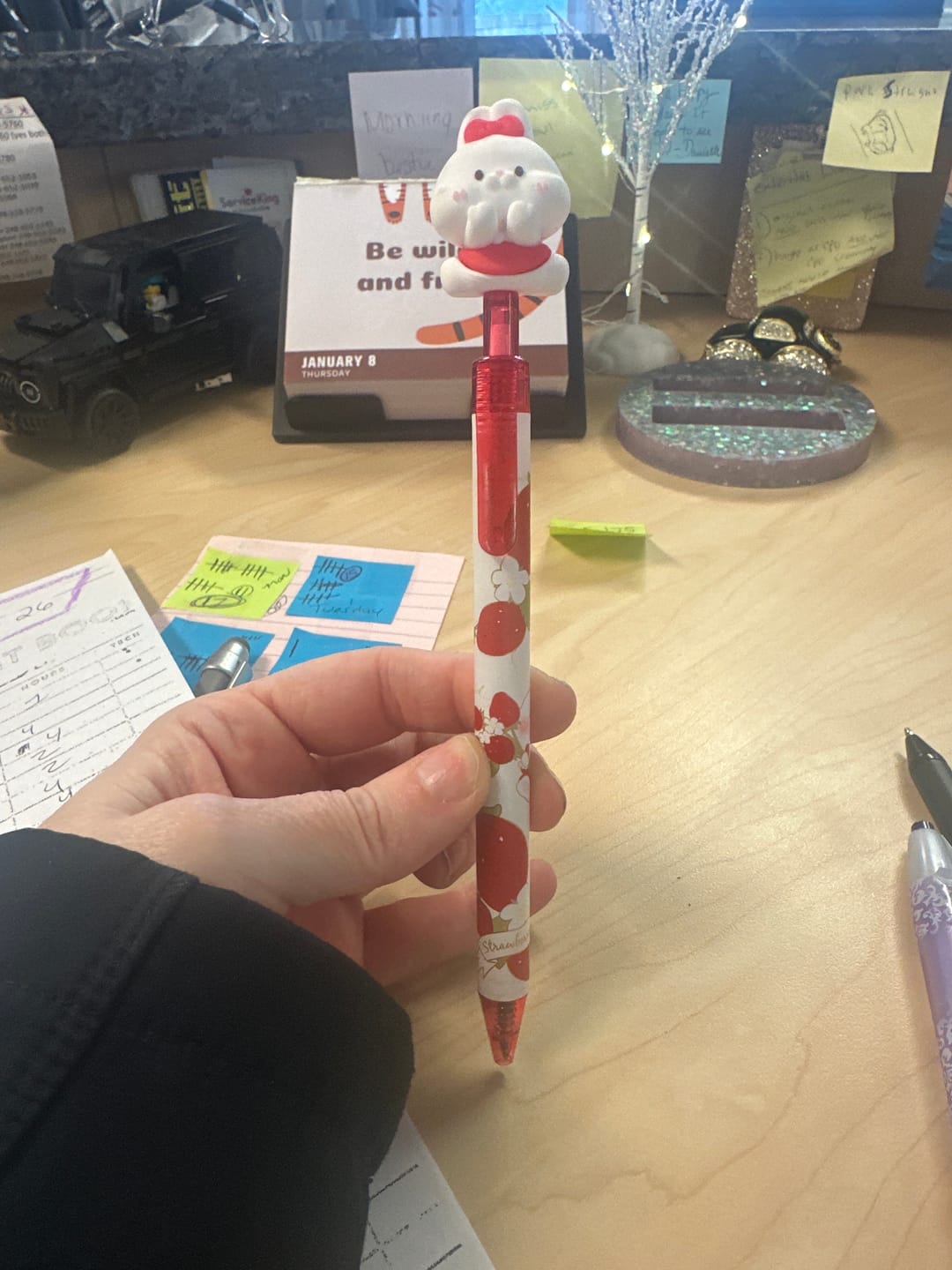 Customer photo review of 🍓 Strawberry Bunny Side-Press Gel Pen