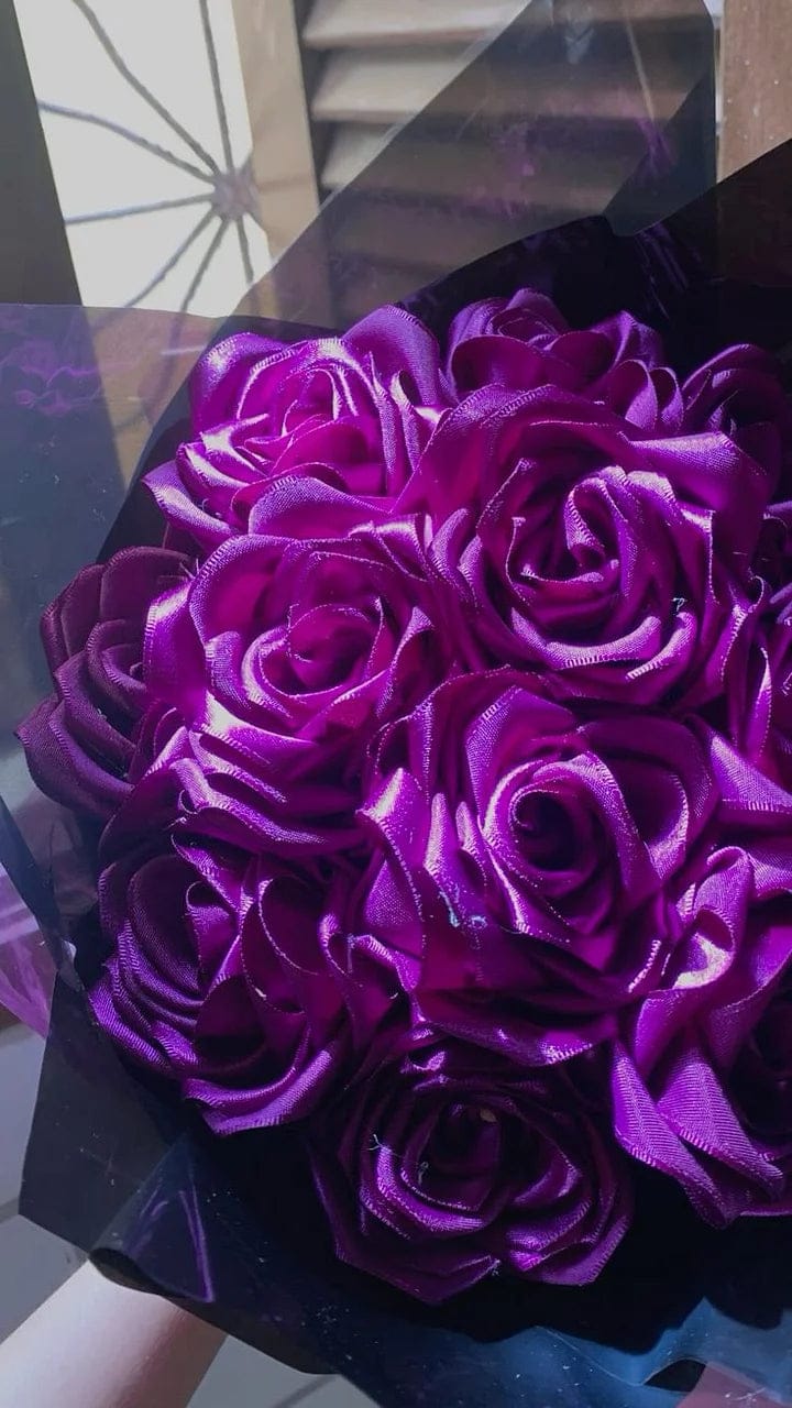 Customer photo review of Eternal Rose Bouquet - HandMade From Satin Ribbon | Valentines Couples Gift 1st Anniversary gift(Never Wither)
