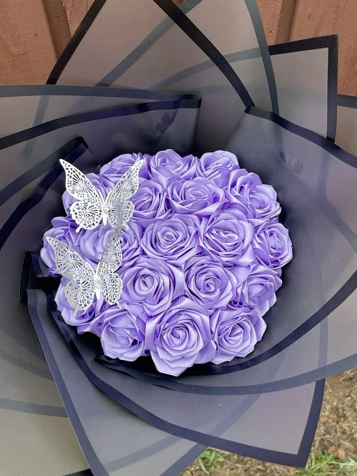 Customer photo review of Eternal Rose Bouquet - HandMade From Satin Ribbon | Valentines Couples Gift 1st Anniversary gift(Never Wither)