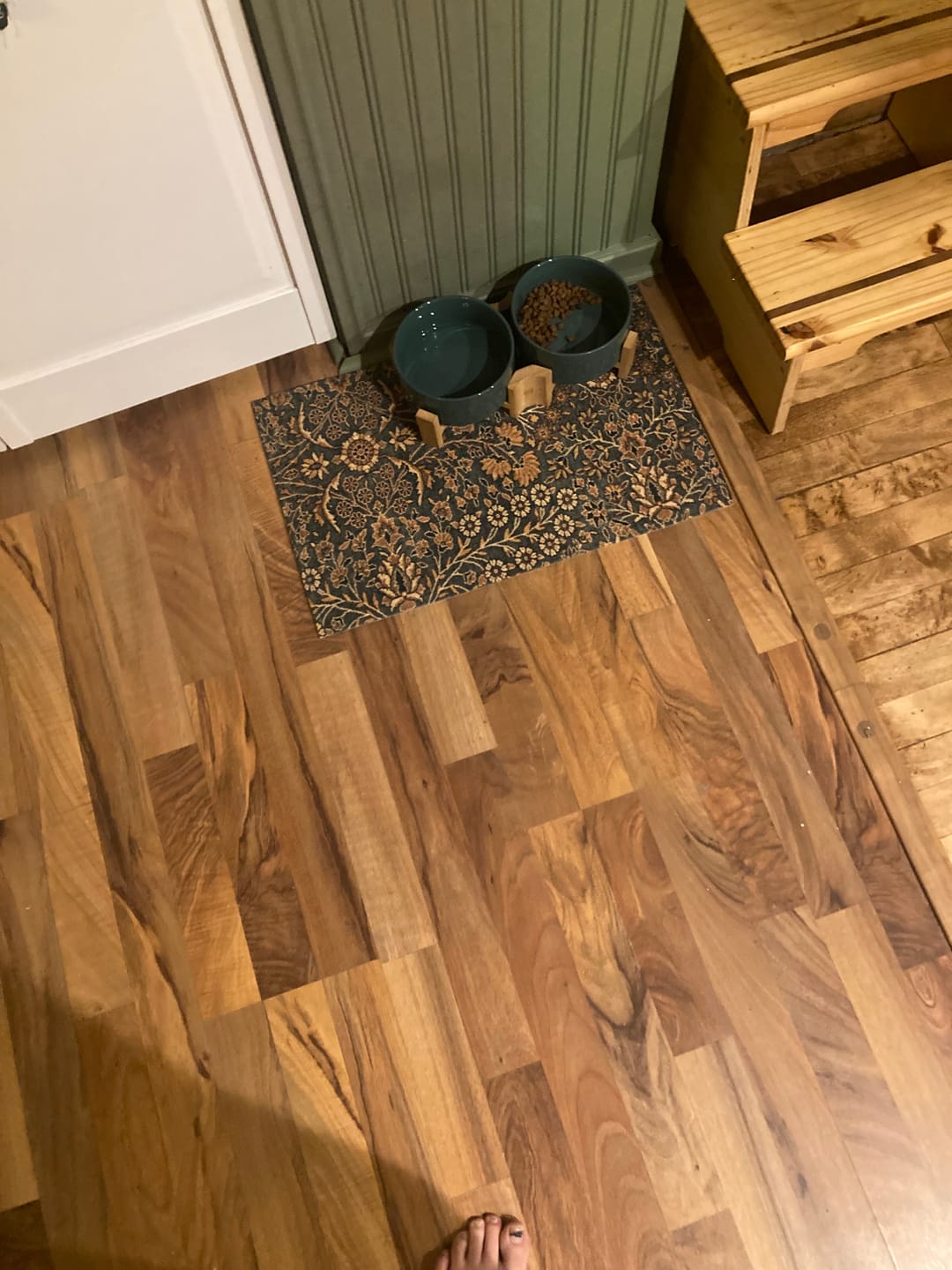 Customer photo review of Dog Bowl Mat, Nonslip, Machine Washable - Irene // Personalization: Not requested on this item.