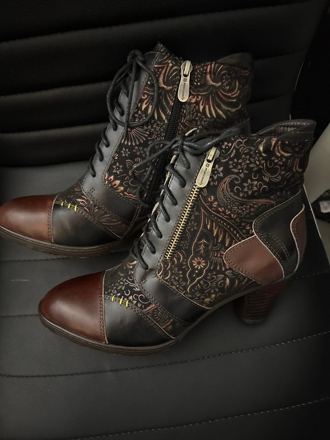 Customer photo review of Retro Handmade Leather Patchwork Ankle Boots