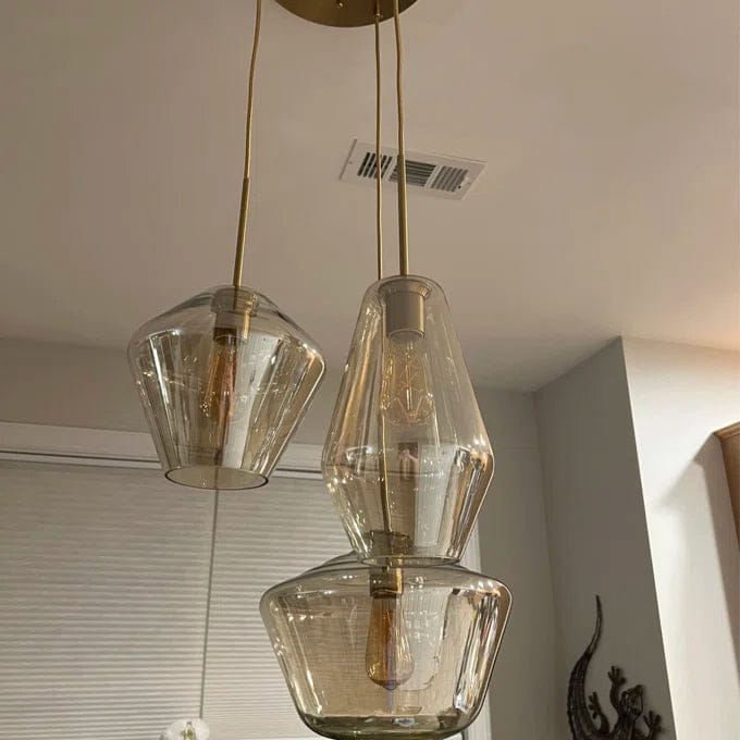 Customer photo review of Modern Minimalist Amber Glass Pendant Light