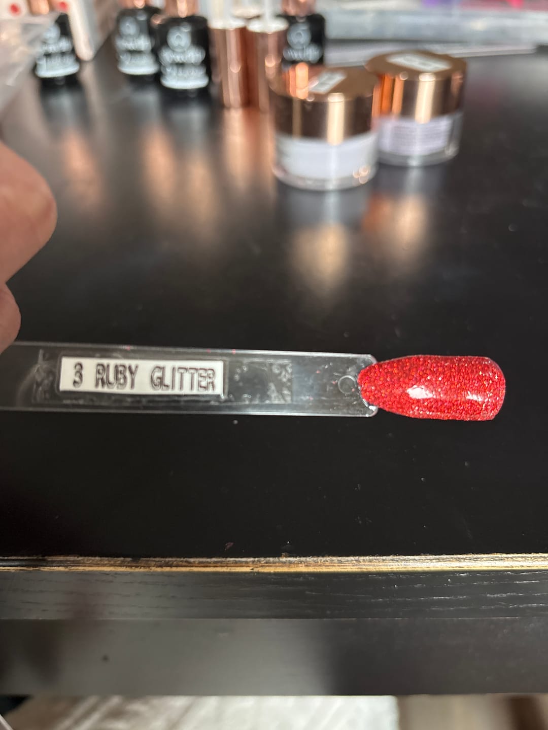 Customer photo review of Ruby Glitter Dipping Powder