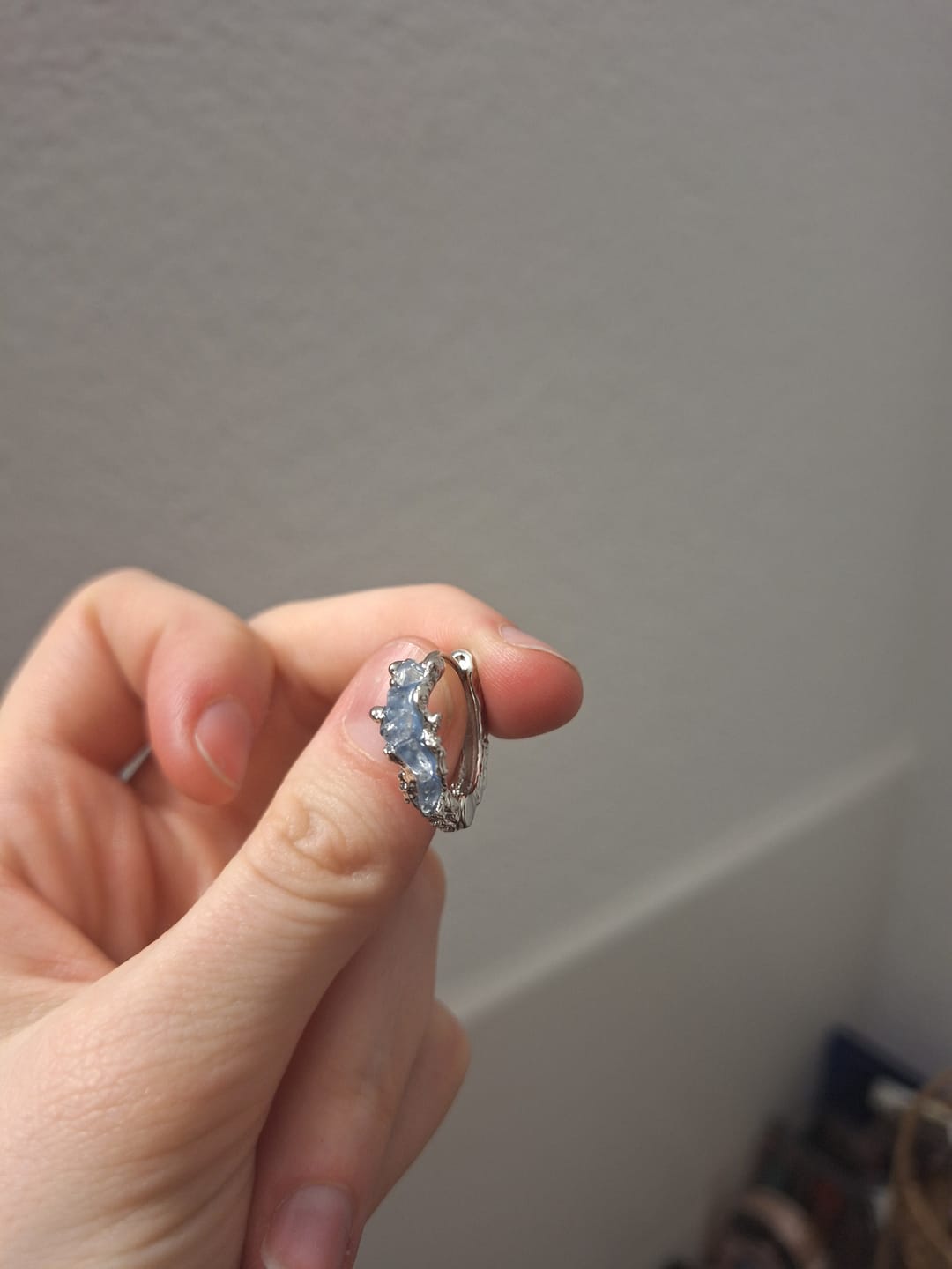 Customer photo review of "Ice Age" Platinum Plated Statement Icicle Crystal Dangle Earrings
