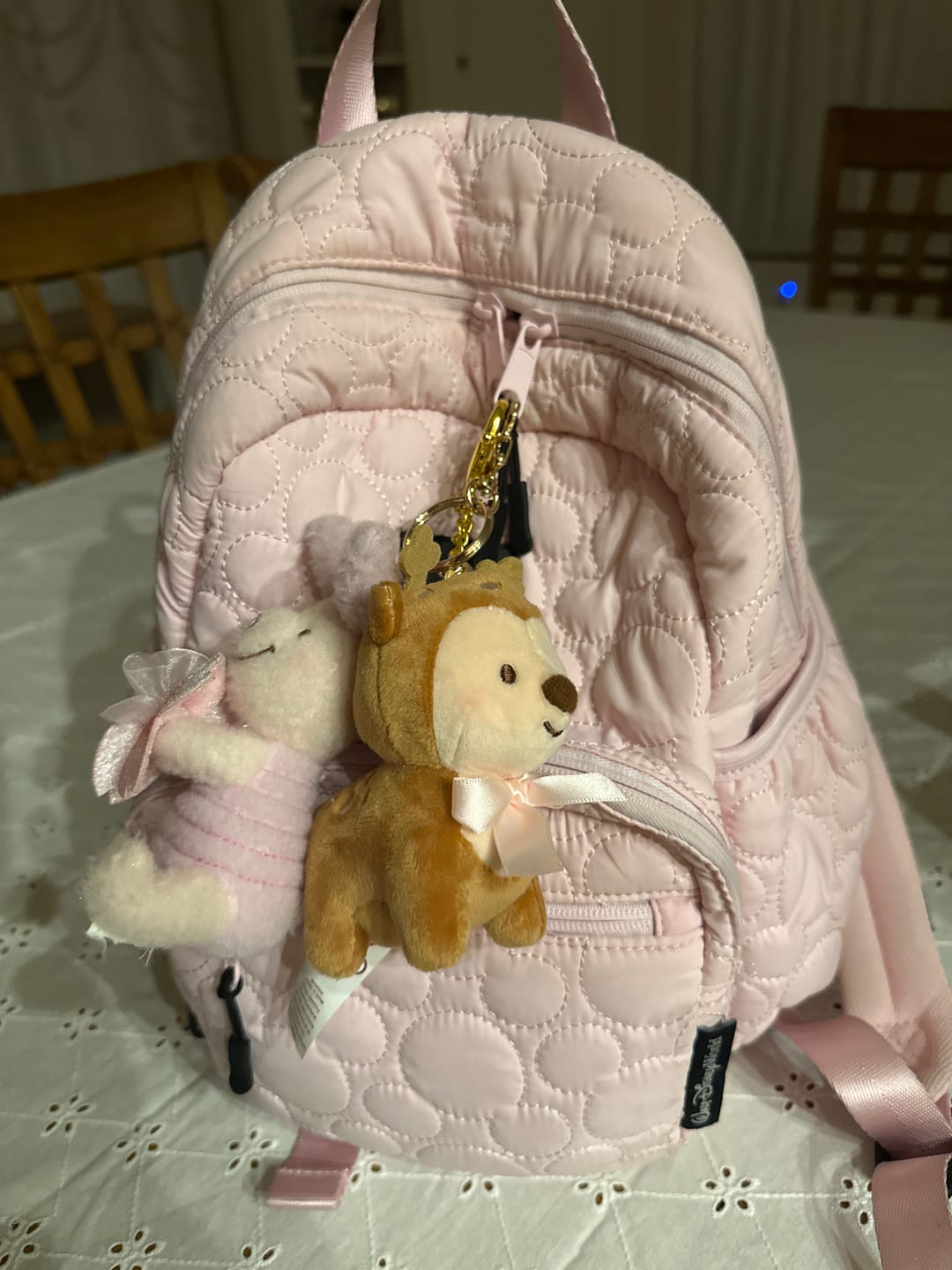 Customer photo review of Cinnamon the Deer Keychain Plush | Kawaii Cottagecore Coquette Plush | Whimsical Pink Bow Deer Plushie | Katnipp Studios