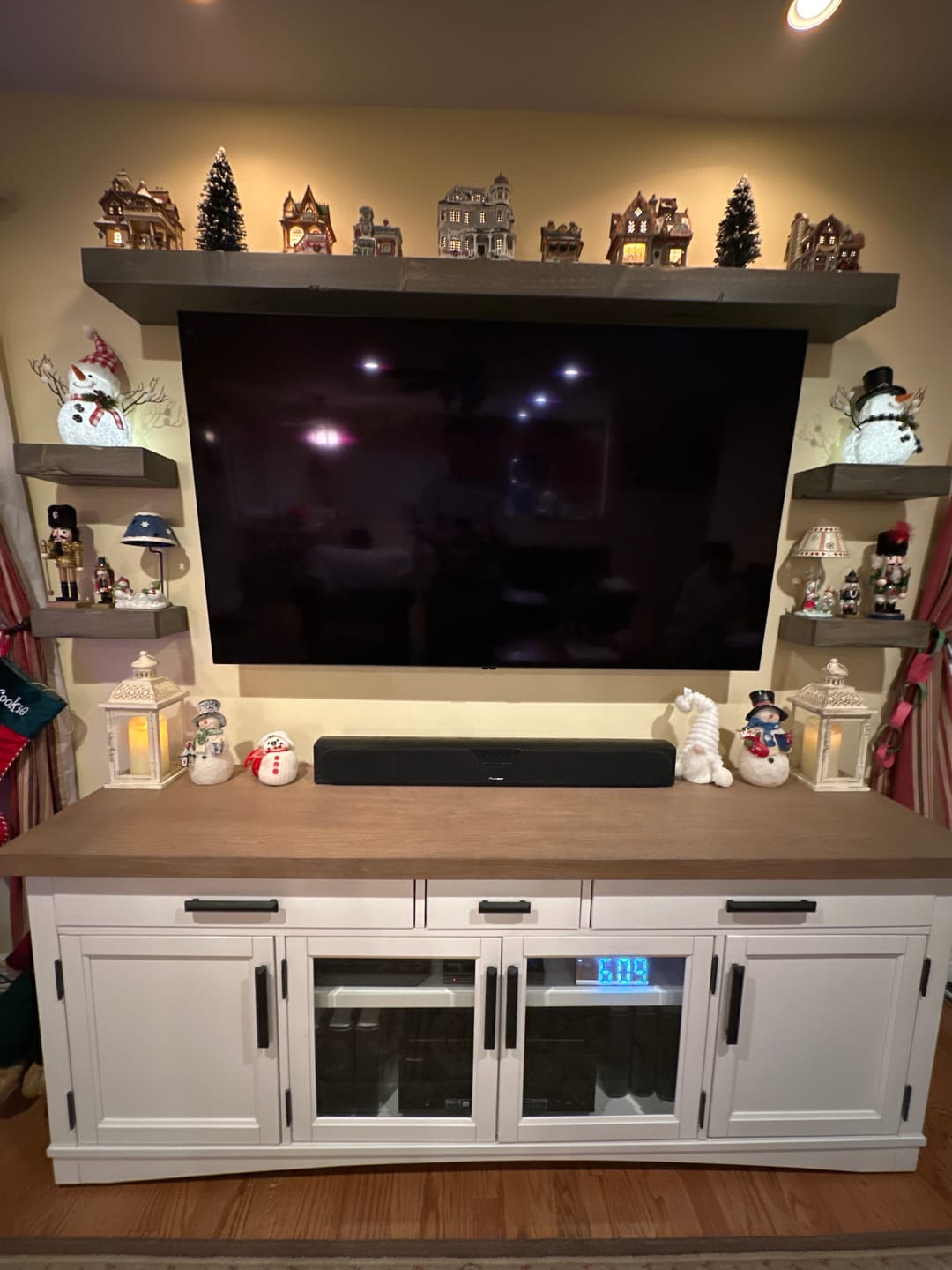 Customer photo review of Distressed 3" Thick Floating Shelves