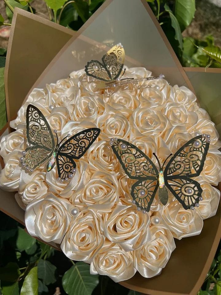 Customer photo review of Eternal Rose Bouquet - HandMade From Satin Ribbon | Valentines Couples Gift 1st Anniversary gift(Never Wither)