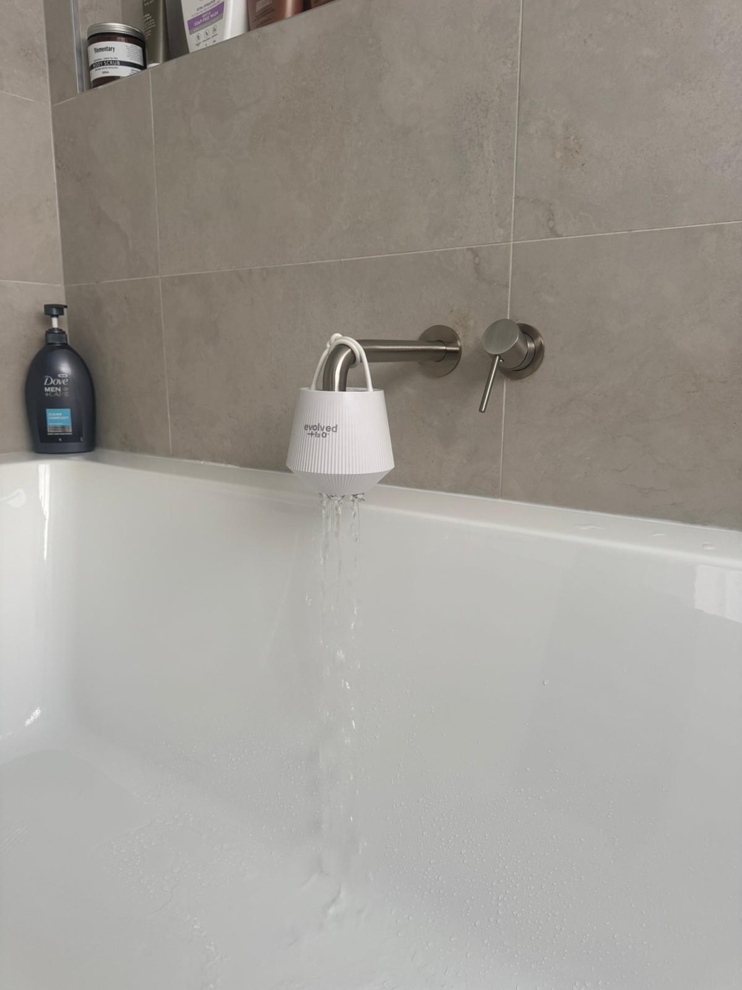 Customer photo of the bath filter in use